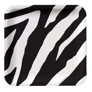    Animal Print Square Paper Dessert Plates   Zebra: Toys & Games
