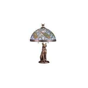   49089 Lotus Bud Table Lamp with Bastet Cat Base