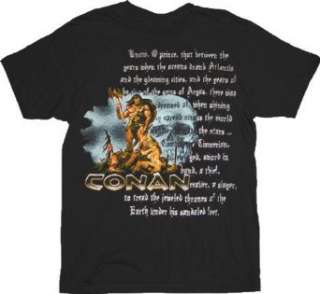  Conan the Barbarian Silver Text Skull Black T Shirt Tee 