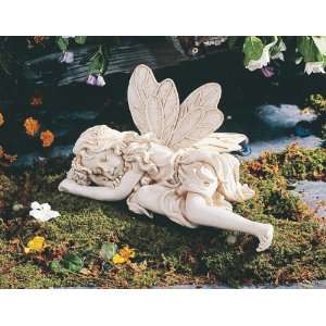  Pack of 2 Slumbering Fairy Outdoor Garden Statues: Patio 