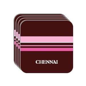 Personal Name Gift   CHENNAI Set of 4 Mini Mousepad Coasters (pink 