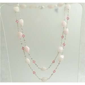  Classy Rose Quartz & Crystal Double Strand 16 or 18 