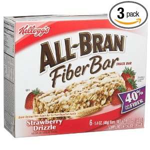 All Bran Fiber Bar Strawberry Drizzle, 6 Count Bars (Pack of 3)