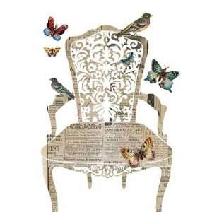  DCWV Wall Art Vintage Chair with Glitter, Peel Stick 