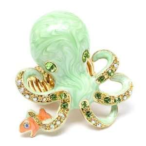 Punk Rock Sea creature mint green Octopus Ring