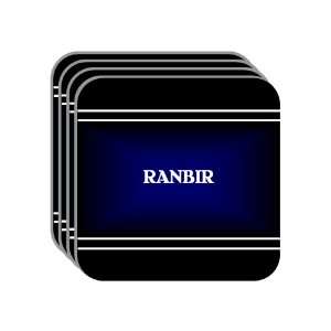 Personal Name Gift   RANBIR Set of 4 Mini Mousepad Coasters (black 