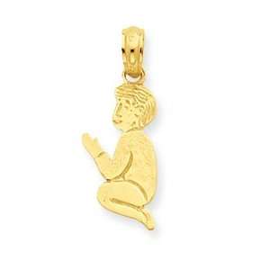  14k Boy Praying On Knees Pendant: Jewelry