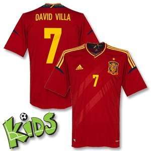  12 13 Spain Home Jersey + David Villa 7   Boys