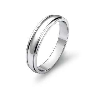   3g Mens Dome Step Down Wedding Band 4mm Platinum Ring (10.5): Jewelry