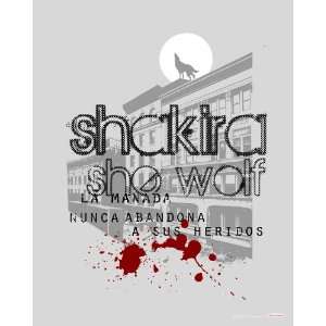  Shakira, She Wolf Illustration, 16 x 20 Poster Print: Home 