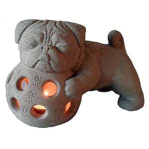  Stone PUG FOO Dog Tea Lantern Sculpture: Everything Else