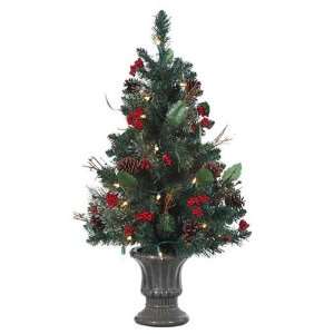  32 Inch Pre lit Decorated Tree in Brown Pot: Home 