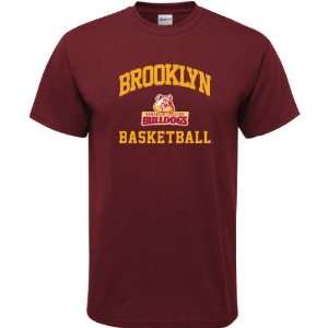  Brooklyn College Bulldogs Maroon Basketball Arch T Shirt 