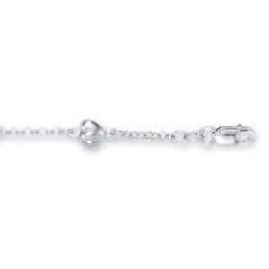  14k White Puffed Heart Station Anklet   10 Inch   JewelryWeb Jewelry