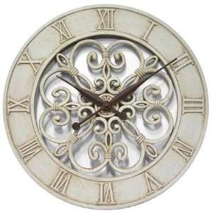   Fleur De Lis Cast Metal Open Dial Wall Clock 12592: Home & Kitchen