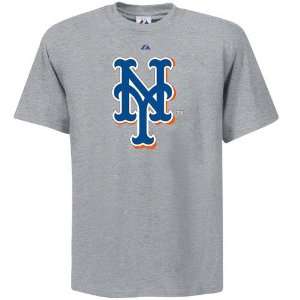  Majestic New York Mets Ash Official Logo T shirt: Sports 