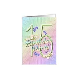  15th Birthday Party Invitations Flowers and Butterflies 