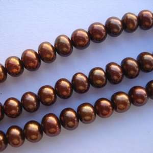  Chocolate 7mm Button Loose Freshwater Pearl Beads FW: Arts 