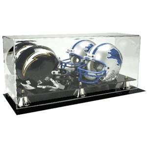  Deluxe Acrylic Double Mini Helmet Display Case with Gold 