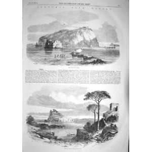  1857 NAPLES VIEW ISLAND NISIDA CASTLE ISCHIA ITALY