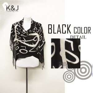 com New Fashion with Peace Sign and Love Design Spring Scarf   Black 