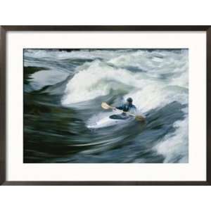  Whitewater Kayaker Surfing Standing Wave, Lochsa River 