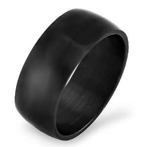  8 MM Stainless Steel Black Mens Ladies Unisex Dome Wedding Band 