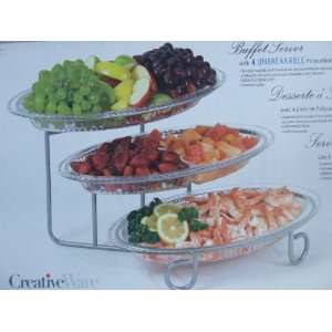 CreativeWare 3 Tier Buffet Server with 4 unbreakable Polycarbonate 