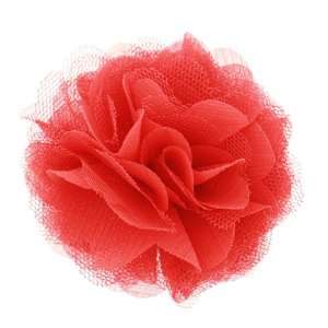  3 Fabric Flower with Tulle in Red   1 Piece: Arts, Crafts 