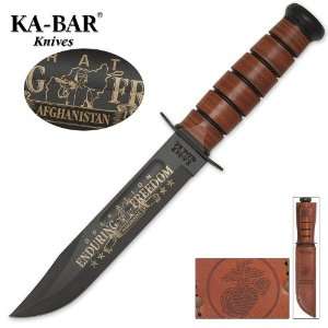  Kabar OEF Afghanistan USMC Bowie Knife with Leather Sheath 