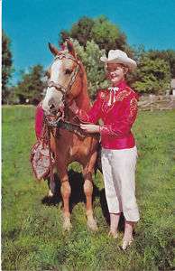 1961 PALOMINO COWGIRL SILVER PARADE TACK HORSE POSTCARD  