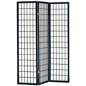  3 Panel Black Finish Wooden Screen