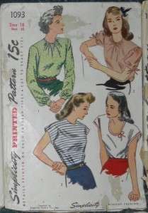 LOT 10 VINTAGE WOMENS SIZE 18 CLOTHING SEWING PATTERNS BLOUSES 