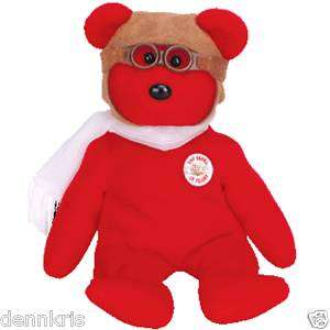 Ty Beanie Baby Red Bearon the Retired Flying Bear Mwmt  