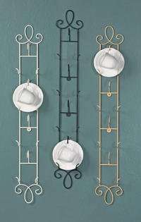 Tea Cup Rack, Vertical Display Wall Teacup Rack, Antique White