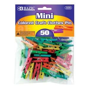   BAZIC Mini Colored Clothespin, 50 Per Pack (3439 24P)