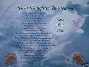 DEAR DAUGHTER IN HEAVEN MEMORIAL VERSE POEM LOVELY GIFT  