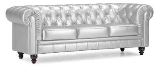 ZUO Aristocrat Tufted Silver Leatherette Sofa Couch 811938016120 