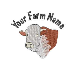 Hereford Beef Bull Head Custom Farm Name Embroidered Sweatshirt S M L 