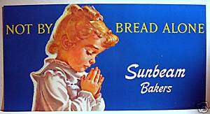 1976 Sunbeam Bread Store Window Sign/ Old Store Stock  