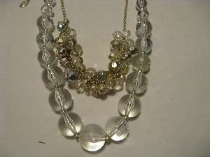   Robert Rose Signed Crystal Clear Bead Loop Necklace Silver tone Chain