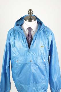 Lacoste Blue mens L Hooded Rain / Windbreaker Jacket NR!  