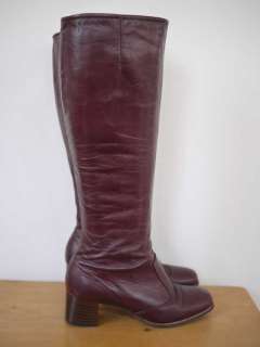 Vtg 70s Knee High Leather Zip up Riding BOOTS 5 M 35  