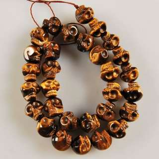 0525 Carved tigereye skull loose beads  