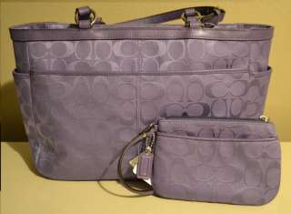 NWT Coach Signature Medium Tote Bag & Wristlet Set   Violet/Purple 