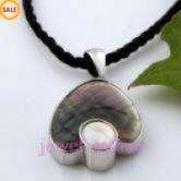 stainless steel brown triangle heart abalone paua mop bead pedent