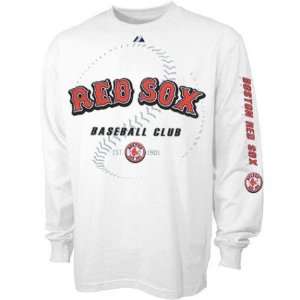  Men`s Boston Red Sox L/S White Baseball Club Tshirt 