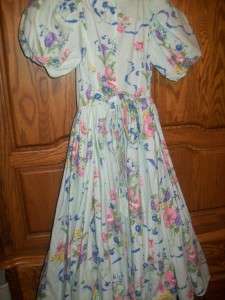 Vintage Girls 12 Dress DAISY KINGDOM Floral VERY Full Puff Sleeves 