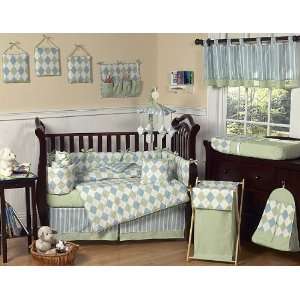  Argyle Green and Blue 9 Piece Crib Bedding Set: Baby
