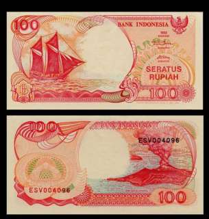   Banknote INDONESIA 1993: VOLCANO Eruption   SAILBOAT   Pick 127   UNC